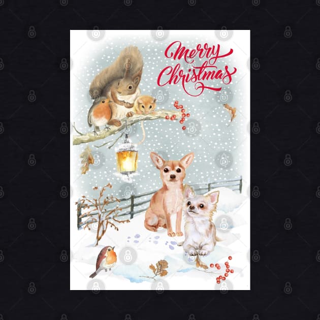 Smooth Haired Chihuahuas Merry Christmas Santa Dog by Puppy Eyes